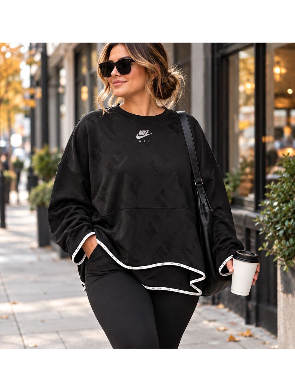 Nike Air Women’s 3X Black Oversized Dri-FIT Active Top Tonal Logo